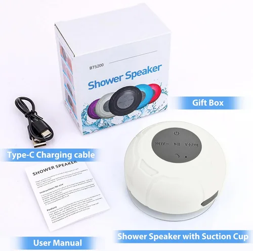 Miniatura 6 de Altavoz de ducha Bluetooth impermeable portátil inalámbrico resistente al agua altavoz ventosa, micrófono integrado regalos para niños, altavoz