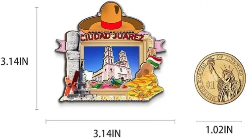 Miniatura 3 de Ciudad Juárez México imán de nevera imán de madera 3D monumentos de viaje coleccionables recuerdos decoración hecha a mano
