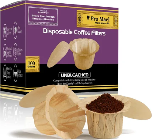 Miniatura 17 de Pro Mael Filtros de café desechables K Cup de papel para cafeteras Keurig de una sola porción 1.0 y 2.0, uso con cápsulas reutilizables K Cup