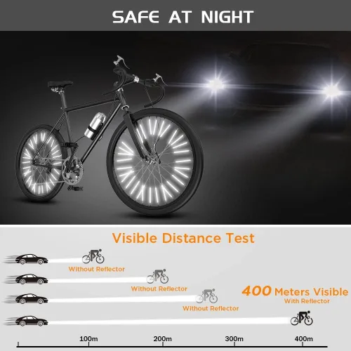 Miniatura 3 de Reflector de radios para bicicleta, reflectores de radios de bicicleta de visibilidad de 360°, clips reflectantes impermeables para bicicletas