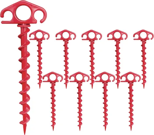 Miniatura 7 de Estacas de Anclaje para Tienda de Campaña Atornillables, Paquete de 6 Estacas de Arena para Playa de 9.4 Pulgadas, Clavijas Espirales Resistentes