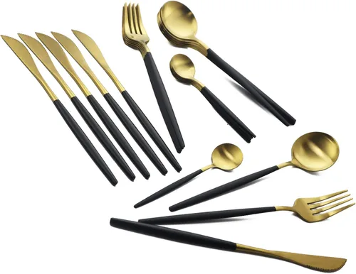 Miniatura 23 de JASHII Juego de cubiertos de acero inoxidable de 24 piezas, juego de cubiertos de servicio para 6, utensilios para cocina, aptos para lavavajillas