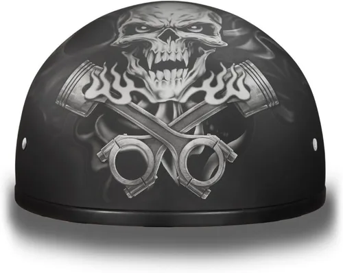 Miniatura 43 de Daytona Helmets - Medio casco de motocicleta con diseño de calavera y huesos cruzados – Aprobado DOT [Gráficos]