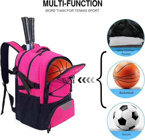 Miniatura 2 de Mochila para raqueta de tenis WOLT - Mochila grande para raqueta de tenis para hombres y mujeres - Compartimento ventilado para zapatos - Capacidad