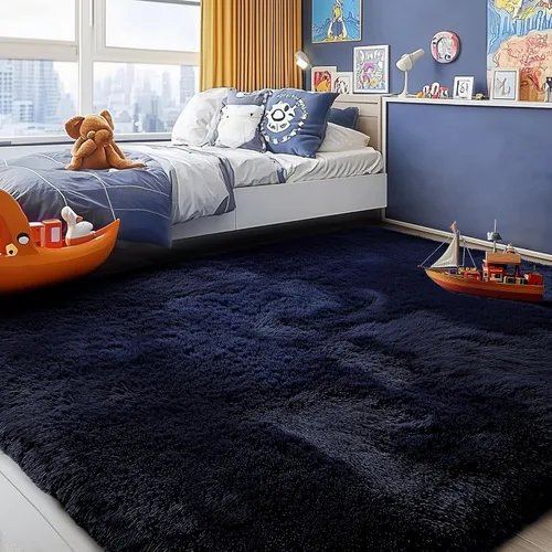 Miniatura 59 de PAGISOFE Alfombras esponjosas de dormitorio de 4 x 6 pies, color negro, alfombra moderna para sala de estar, alfombra lanuda para interiores