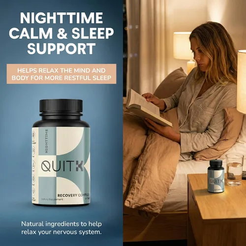 Miniatura 5 de Apoyo a la retirada y la desintoxicación – Complejo de recuperación QuitK – Apoyo para dormir, energía, estrés, estado de ánimo y antojo