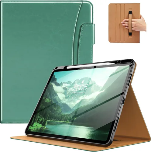 Miniatura 16 de MoKo Funda para iPad Air de 13 pulgadas (M4) 2026 / (M3) 2025 / (M2) 2024 con soporte para lápices, correa de mano y bolsillo, funda de cuero