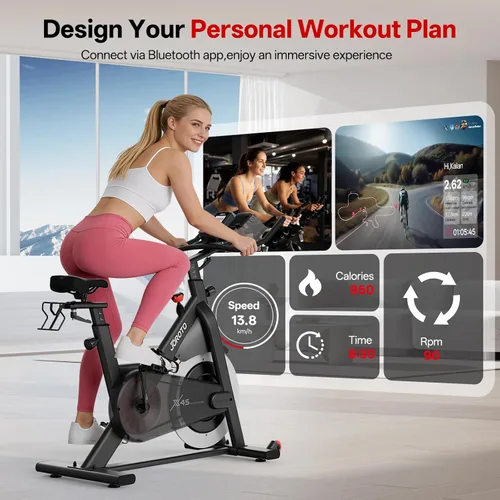 Miniatura 5 de JOROTO Exercise Bike, Magnetic Stationary Bikes for Home with 40LBS Flywheel, App Supported Indoor Bike with 350LBS Weight Capacity, Low X4S US