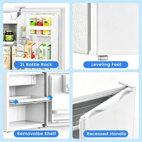 Miniatura 5 de Antarctic Star Mini refrigerador con congelador, clasificado 1.6 pies cúbicos, refrigerador vertical pequeño con estantes removibles, 7 termostato