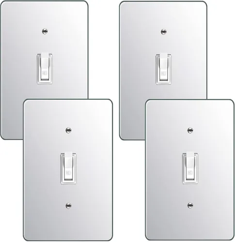 Miniatura 14 de Placa de pared con espejo plateado para interruptor de luz, placa de pared acrílica duradera, placa de pared decorativa de una sola pandilla