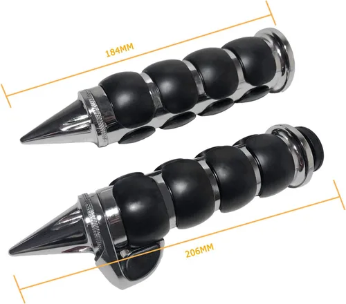 Miniatura 2 de Empuñaduras universales para manillar de motocicleta, agarre antideslizante de goma cromada, color negro, apto para la mayoría de motocicletas