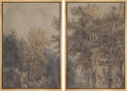Miniatura 47 de SIGNWIN Lienzo enmarcado para pared, juego de arte sereno de paisaje de pantanos, ilustración rústica, arte moderno, minimalismo, decorativo