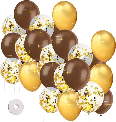 Decoraciones de fiesta de graduación, globos de color marrón dorado 2026/marrón dorado para bosque, oso de peluche, baby shower, fiesta de vaquero