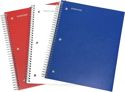 Miniatura 32 de Mintra Office Cuadernos de espiral duraderos, 1 materia, (rosa primavera, amarillo sol, hielo ártico, rayas anchas, paquete de 3)