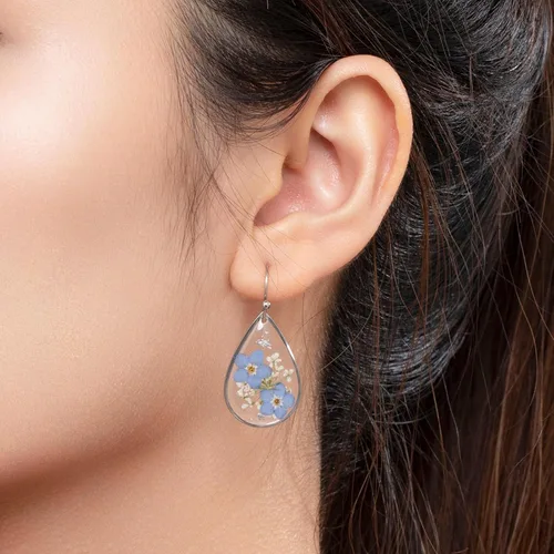 Miniatura 4 de Forget-Me-Not and Queen Anne's Lace Pressed Wildflower Earrings Pressed Flower Earrings Handmade Drop and Dangle Earrings Gift for Woman