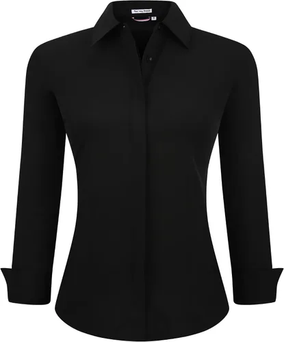Miniatura 33 de Alex Vando Camisas de vestir para mujer, sin arrugas, ajuste regular, manga larga, elástica, camisa de trabajo