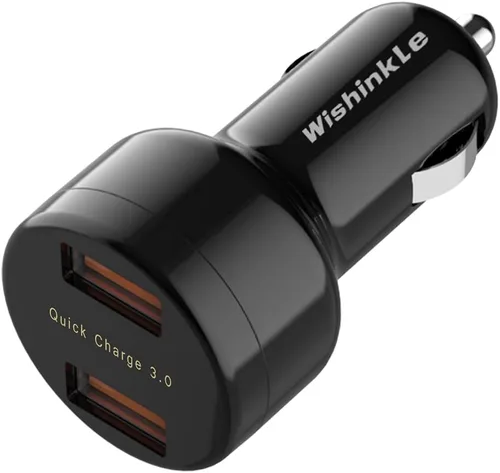 Cargador de coche, mini 36 W dual USB QC 3.0 puertos adaptador de cargador rápido para coche compatible con Samsung Note 9/Galaxy S10/S9/S8, negro