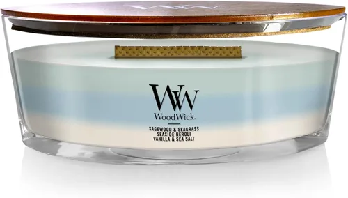 Miniatura 30 de WoodWick Vela mediana de reloj de arena Oceanic Mezcla de soja premium Mecha de madera agrietada Fabricado en Estados Unidos 9.7 onzas