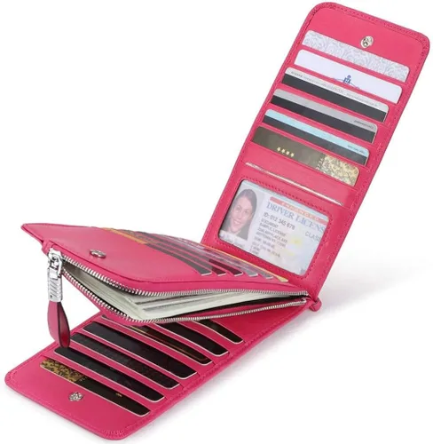 Miniatura 3 de Huztencor cartera de cuero con bolsillo para tarjeta de crédito bloqueo RFID, billetera, funda para tarjetas para mujer