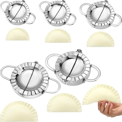 Vesici Paquete de 5 unidades de acero inoxidable para hacer albóndigas, prensa para perogies, envoltura de albóndigas, molde para ravioles, cortador
