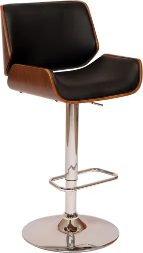 Miniatura 20 de Armen Living Adele - Taburete giratorio moderno de altura ajustable de piel sintética y madera de nogal con base cromada para encimera de isla