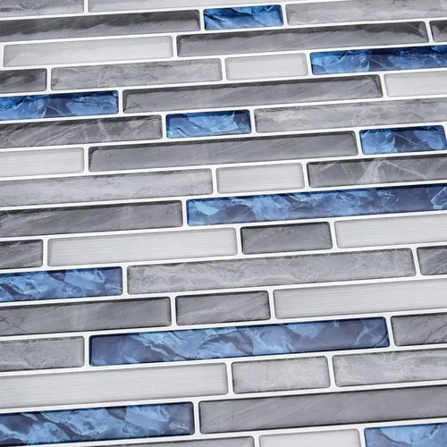 Miniatura 6 de Art3d - Vinilo adhesivo para pared, diseño de azulejos y ladrillos, antisalpicaduras, para la cocina, diseño de mármol azul, despegar y pegar