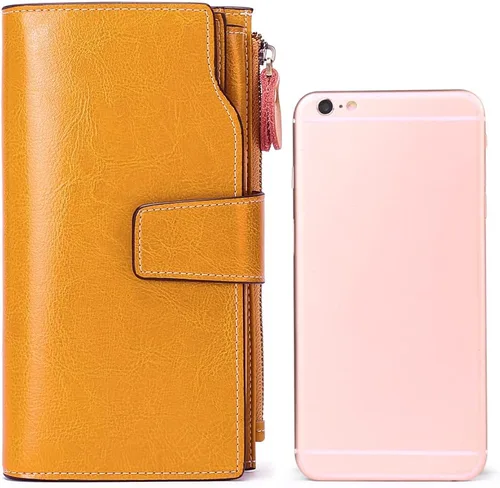 Miniatura 5 de SENDEFN - Cartera de cuero para mujer, portatarjetas con bloqueo RFID, monedero para mujer con cierre