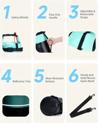 Miniatura 5 de ECOHUB - Bolsa seca impermeable para mujeres y hombres, 5 L/10 L/20 L, bolsa de almacenamiento seca ligera con tapa enrollable para viajes, kayak