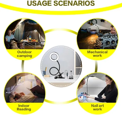 Miniatura 9 de Lupa de doble lente 20X/10X con luz y temporizador, lupa de lente combinada con luz, 3 modos de color, lámpara de escritorio con aumento 2 en 1