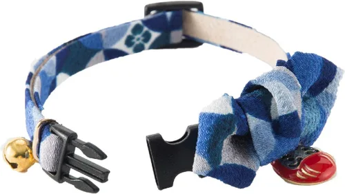 Miniatura 7 de Necoichi Daruma Charm Pajarita Collar de gato (azul)