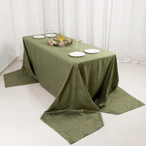 Miniatura 56 de Tableclothsfactory Mantel rectangular de tafetán arrugado de acordeón azul polvoriento, de 60 x 102 pulgadas, perfecto para ceremonias de boda