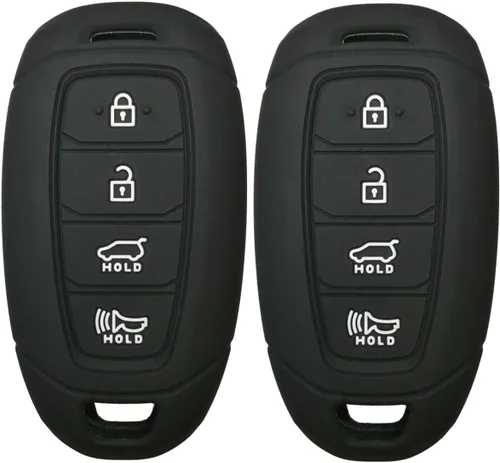 2 piezas Coolbestda Funda protectora de goma para llavero de 4 botones para Hyundai Kona Santa Fe Elantra GT Veloster Accent Venue 2019 2020 2021