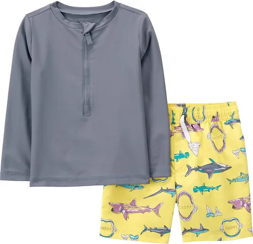 Simple Joys by Carter's - Traje de baño para niños pequeños y bebés, juego con camiseta de protección y pantalones cortos