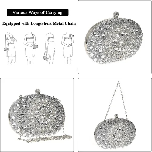 Miniatura 6 de COAIMANEY Bolso de mano con purpurina brillante para mujer, bolso de hombro para boda, fiesta, baile de graduación