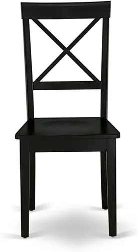 Miniatura 5 de East West Furniture BOC-BLK-W Boston - Juego de 2 sillas de comedor de madera maciza con respaldo cruzado, color negro