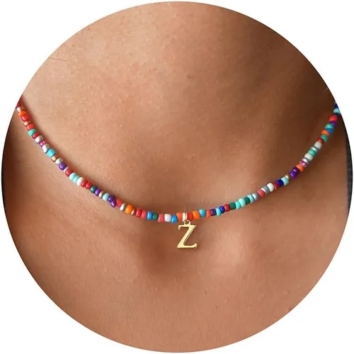 Miniatura 43 de Yoosteel Regalos de San Valentín para niños, adolescentes y niñas, collares con iniciales de cuentas coloridas para mujeres y niños, joyería