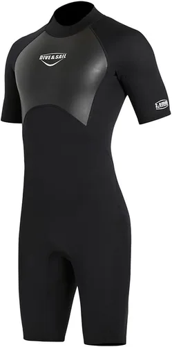 Mens Wetsuit Women Adult Shorty 2MM Neoprene Wet Suit Diving Scuba Surfing Suits, One Piece Short Sleeve Thermal Wetsuits Back Zip Swimsuit for