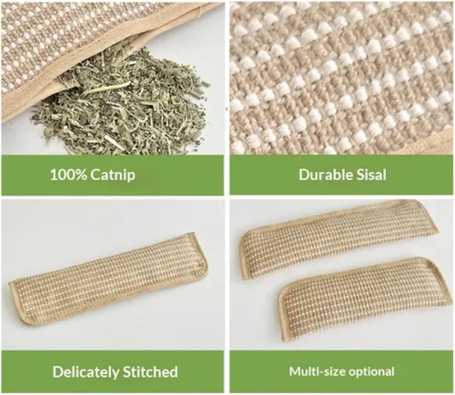 Miniatura 5 de Paquete de 2 juguetes interactivos masticables de hierba gatera, almohada de sisal natural con hierba gatera orgánica de 6500 mg
