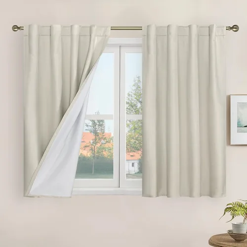 Miniatura 13 de LAMIT Cortinas de lino natural 100 % opacas para ventana, para dormitorio, 45 pulgadas, cortinas térmicas con textura de lino estilo granja