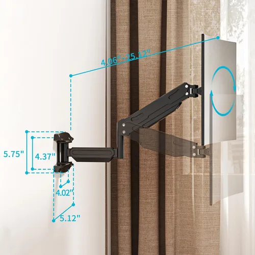Miniatura 2 de Suptek Monitor de montaje en pared individual para pantallas de 13 a 32 pulgadas, brazo ajustable de movimiento completo con resorte de gas