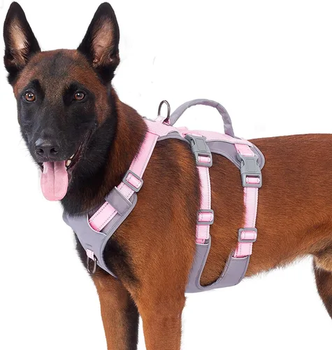 Miniatura 29 de Huntboo Arnés reflectante para perro con asa, a prueba de escape, antideslizante, transpirable, ligero, arnés de elevación ajustable para perros