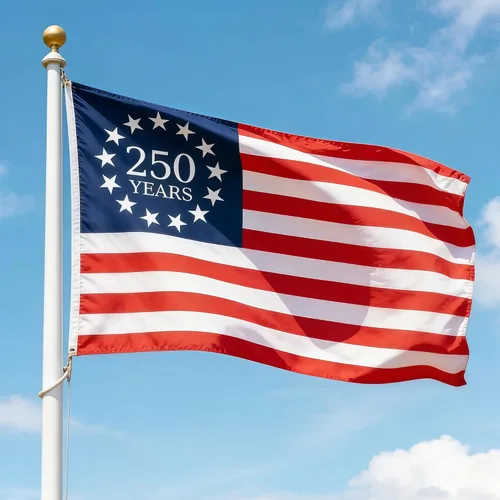 Bandera estadounidense de aniversario de 250 años, bandera estadounidense de doble cara de 3 x 5 pies, decoración de cartel de aniversario para