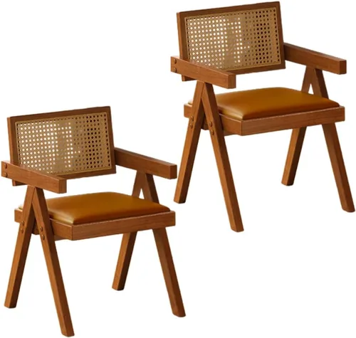 Miniatura 24 de YVYKFZD Juego de sillas de comedor de ratán, sillas de comedor de madera, sillas de cocina con respaldo tejido, sillón tapizado, silla auxiliar