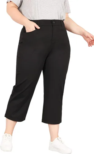 Miniatura 2 de Bamans Pantalones capri de talla grande para mujer, elásticos, cómodos, de pierna recta, para el trabajo, con bolsillos