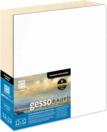 Ampersand Art Supply Panel de pintura en madera con yeso: Serie Museo Gessobord, 30,5 cm x 30,5 cm, perfil acunado de 5 cm