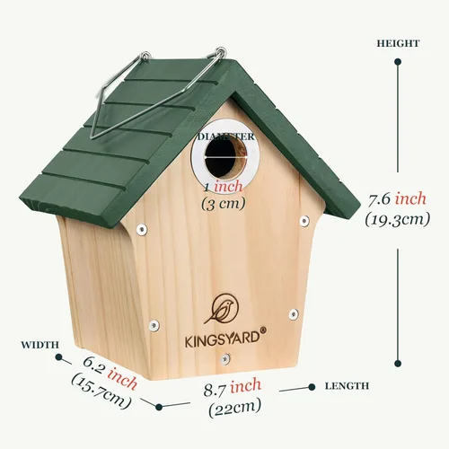 Miniatura 3 de Kingsyard Casa de Pájaros de Madera con Protección contra Depredadores, Nido para Gorrión para Exteriores, Caja de Nido de Jardín y Patio