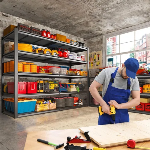 Miniatura 4 de REIBII Estantería de garaje de 78 pulgadas de alto, estantes de almacenamiento resistentes con carga de 3000 libras, estantes de metal ajustables