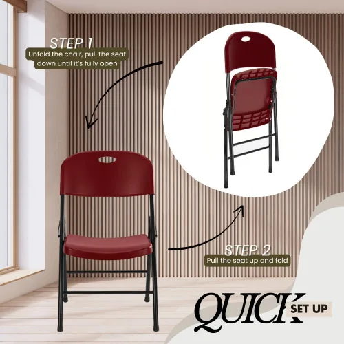 Miniatura 7 de Paquete de 4 sillas plegables de plástico resistente, sillas plegables de capacidad de 450 libras para interiores y exteriores, asientos portátiles