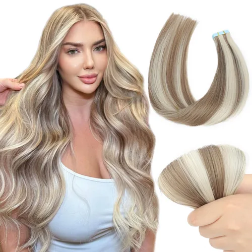 Miniatura 7 de Extensiones de cabello humano con cinta, color borgoña #99J, sin costuras, trama de piel, invisible, color rojo vino, extensiones de cabello lacio