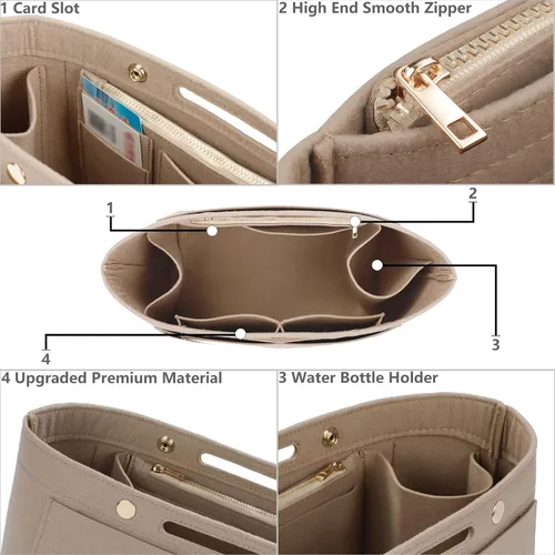 Miniatura 6 de ETTP Organizador de bolso para bolsos, inserto organizador de bolsa de fieltro, organizador de bolso, compatible con Neverful Speedy y más, 6